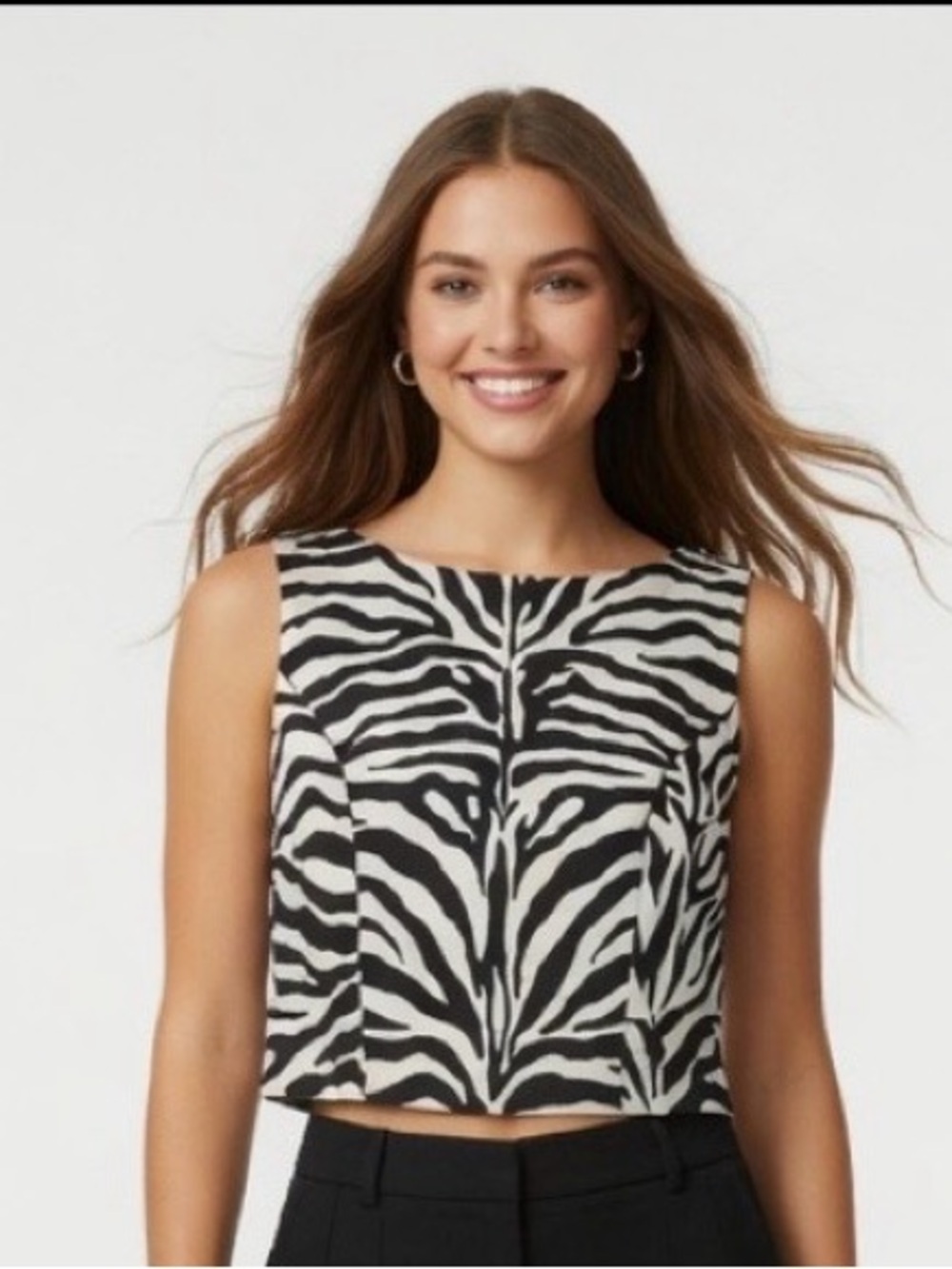 NWT FINITY Crop Top Women’s Size 12 Silk Zebra Print